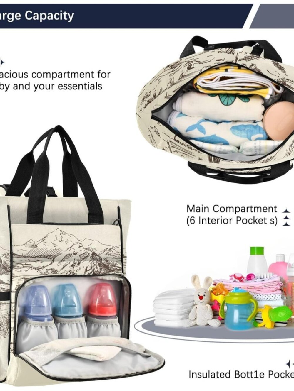 Diaper Bag Backpack West Desert with Cowboys Travel Diaper Bags for Women, 10L F - Picture 5 of 7